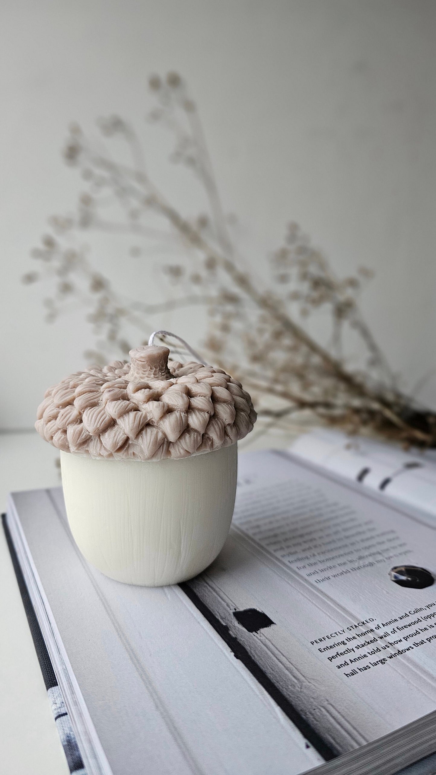 Decorative Large Oaknut Acorn 100% Pure Soy Candle
